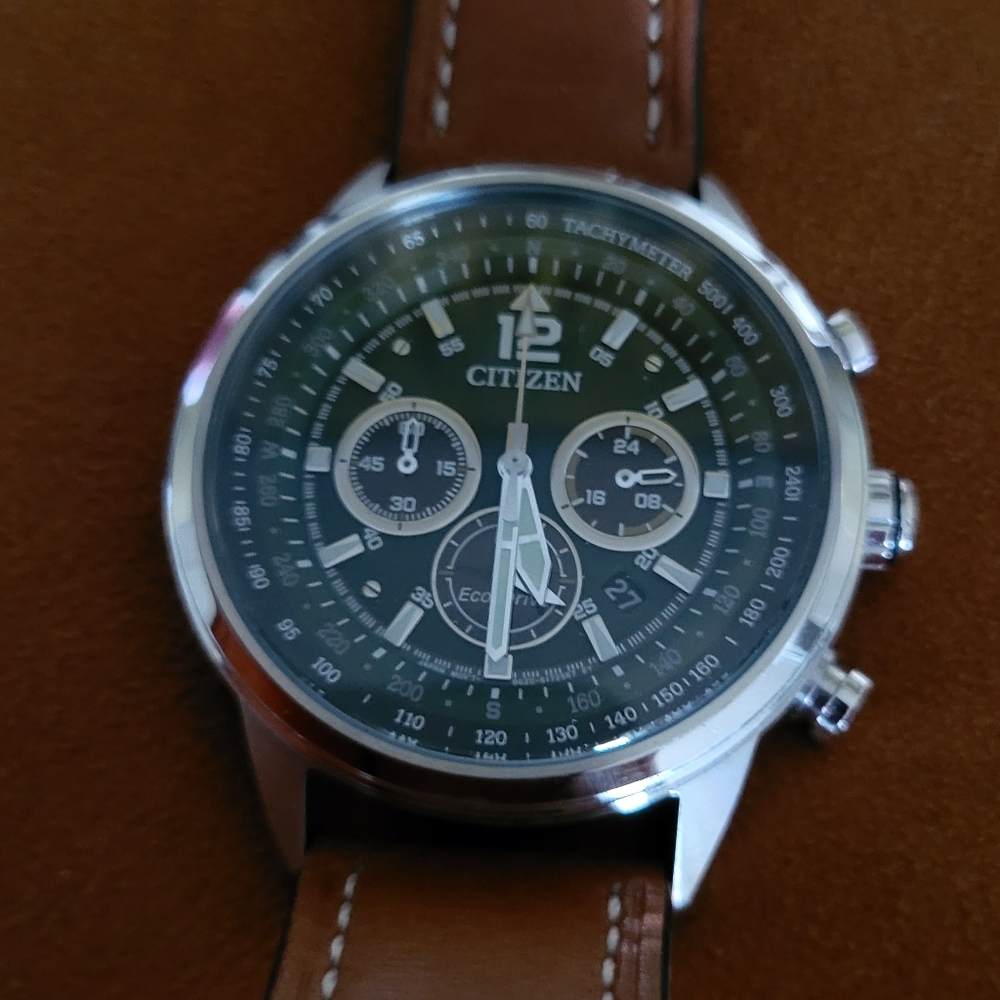 Citizen Eco-Drive Watch with Brown Leather Strap
